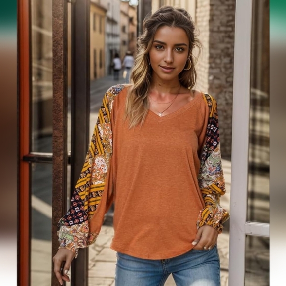 Oversized Boho Long-sleeved Shirt NWOT - Picture 3 of 13